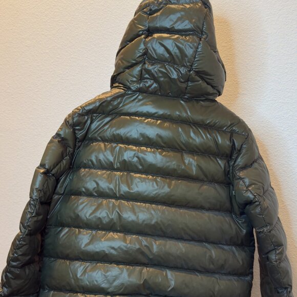 MONCLER Hooded Down Jacket Kids Size 5 Green Orange Lining - Picture 3 of 10